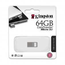 Накопичувач Kingston 64GB USB 3.2 Type-A Gen1 DT Micro R200MB/s Metal