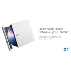 Привід оптичний портативний ASUS SDRW-08D2S-U LITE DVD+-R/RW burner USB2.0 білий Retail Box Slim
