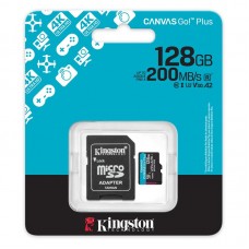 Карта пам'яті Kingston microSD 128GB C10 UHS-I U3 A2 V30 R200/W100MB/s + SD