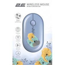Миша 2E MF300 FLORA:MALLOW Silent WL BT, синій