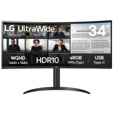 Монітор LG 34" 34WR55QK-B 2xHDMI, DP, USB-C, Audio, VA, 3440x1440, 100Hz, CURVED, sRGB 99%, HAS, HDR10