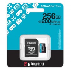 Карта пам'яті Kingston microSD 256GB C10 UHS-I U3 A2 V30 R200/W160MB/s + SD
