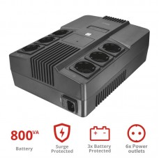 Джерело безперебійного живлення Trust Maxxon 800VA UPS with 6 standard wall power outlets BLACK