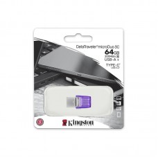 Накопичувач Kingston 64GB USB 3.2 Type-A Gen1 + Type-C DT microDuo 3C R200MB/s